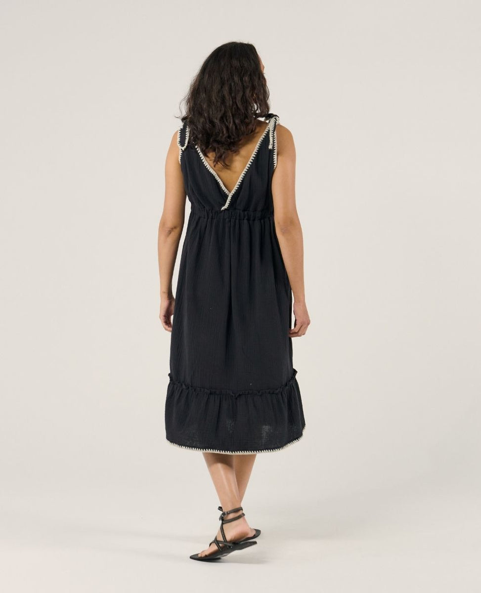 black macaw elegance organic cotton midi dress Farm Rio Macaw Elegance Cotton Maxi Dress In Macaw Elegance Black - 63% Off