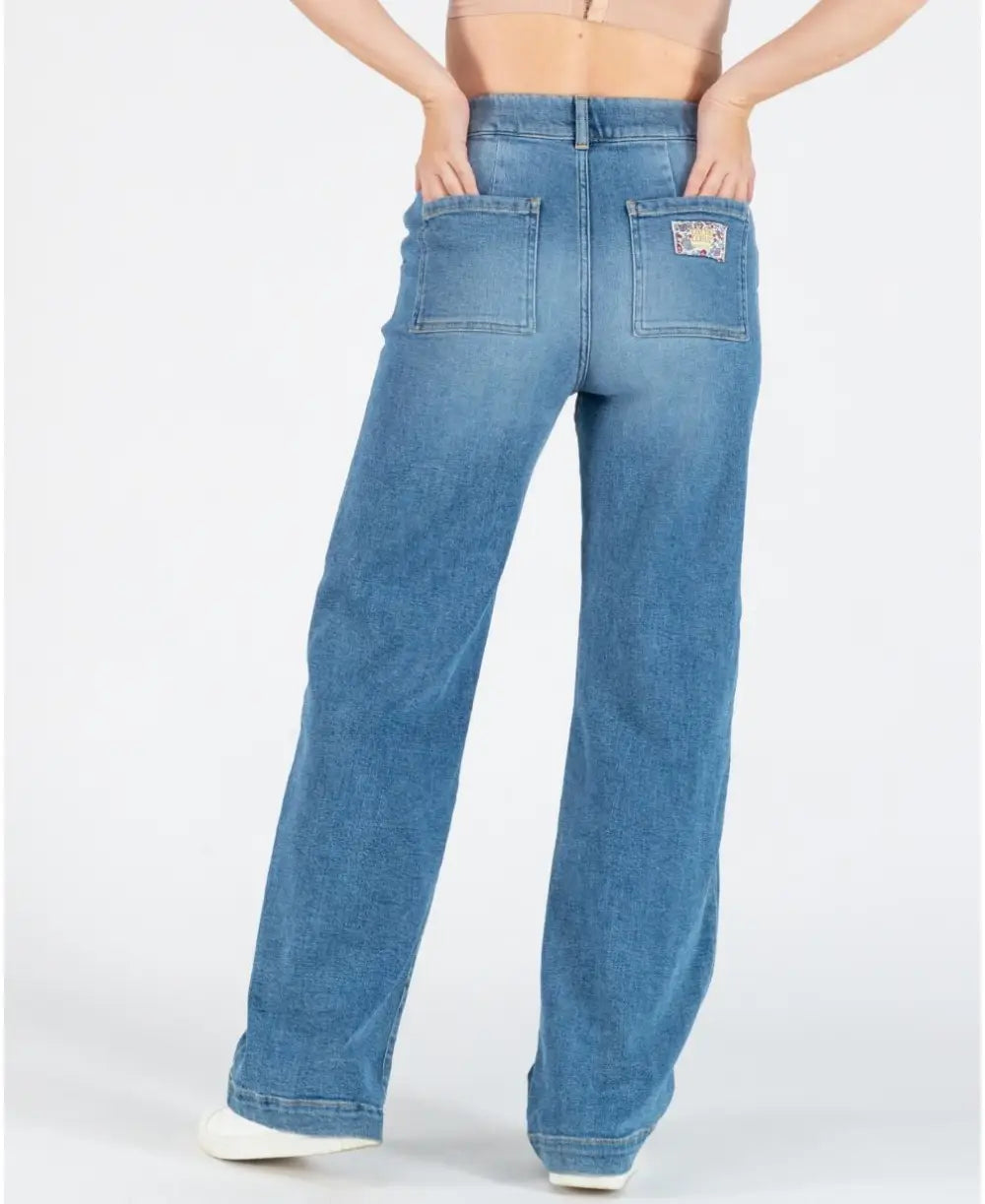 Kelly mid blue wide leg maternity and post partum jeans