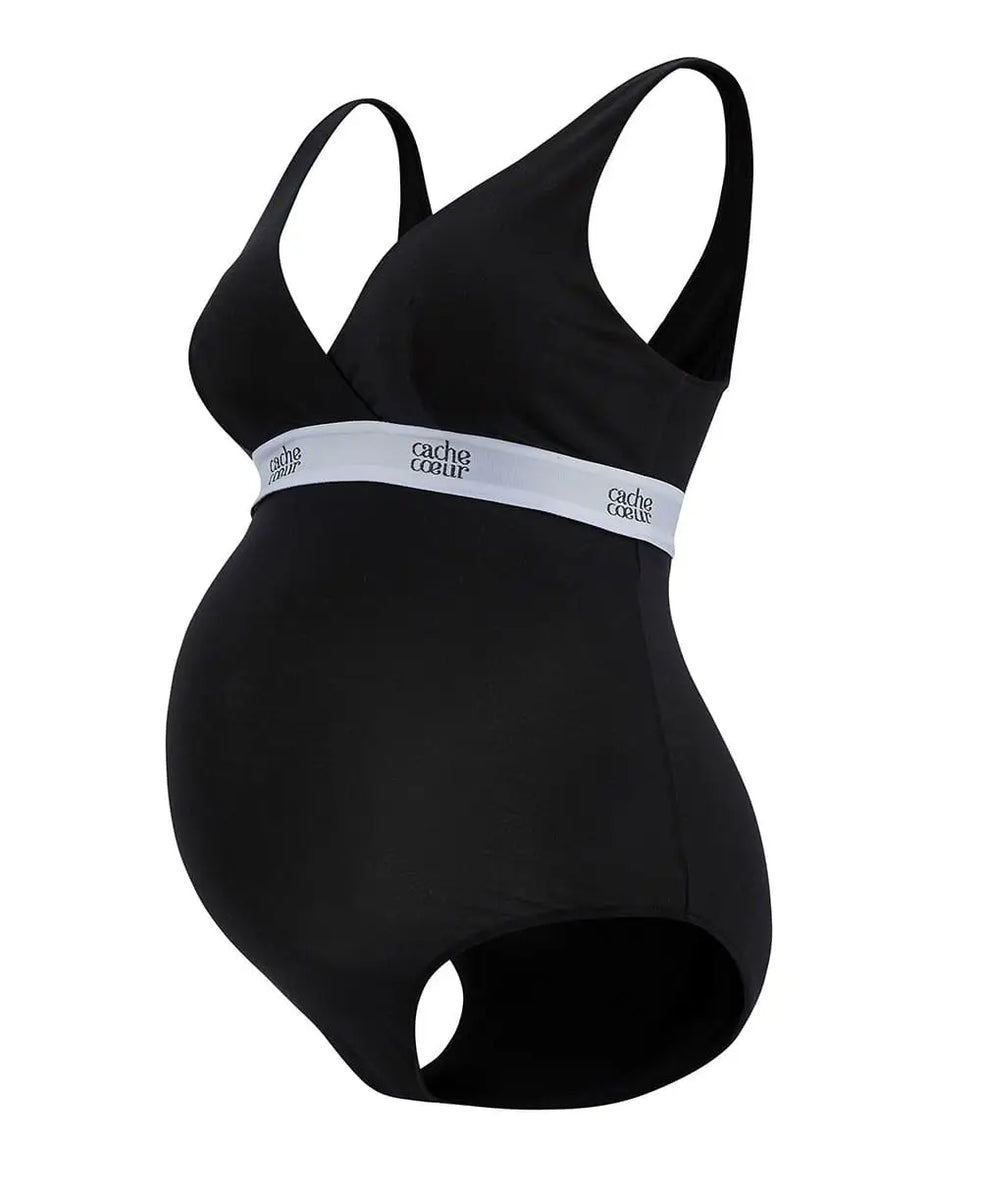 Cantaloop Maternity Postnatal Black Shaping Bodysuit - Size Maternity UK XL
