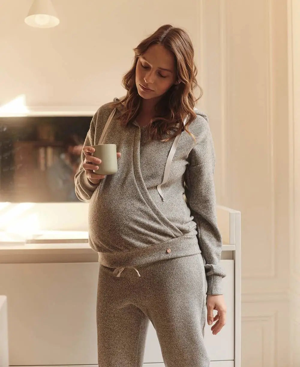 Maternity and nursing hoodie Sweet Home grey