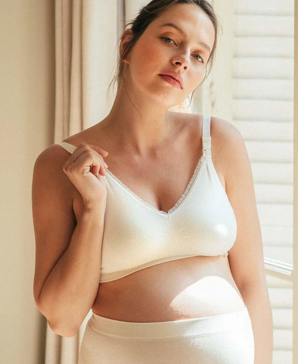 Ymiko Women Soft Cotton No Wire Maternity Bra Pregnant Underwear