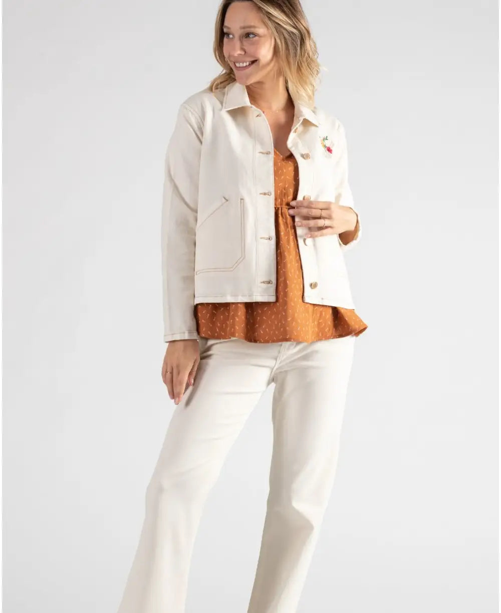 Maternity jean jacket Romy beige - Coats and jackets