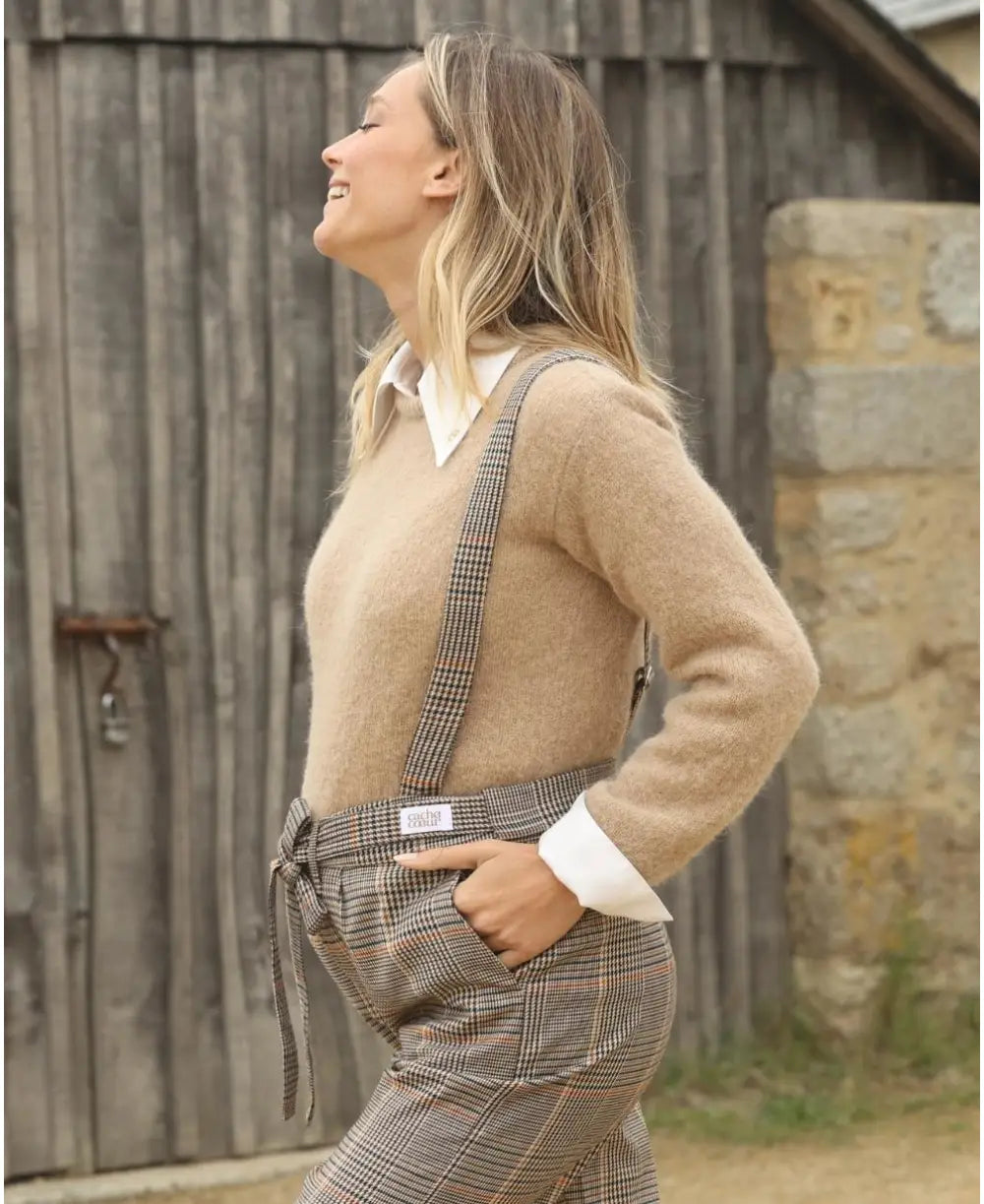 Pregnancy crop top sweater Gaspard camel - Pull