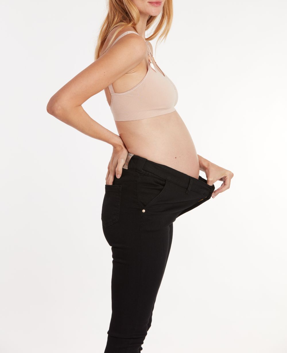 Maternity and postpartum black denim Sharon