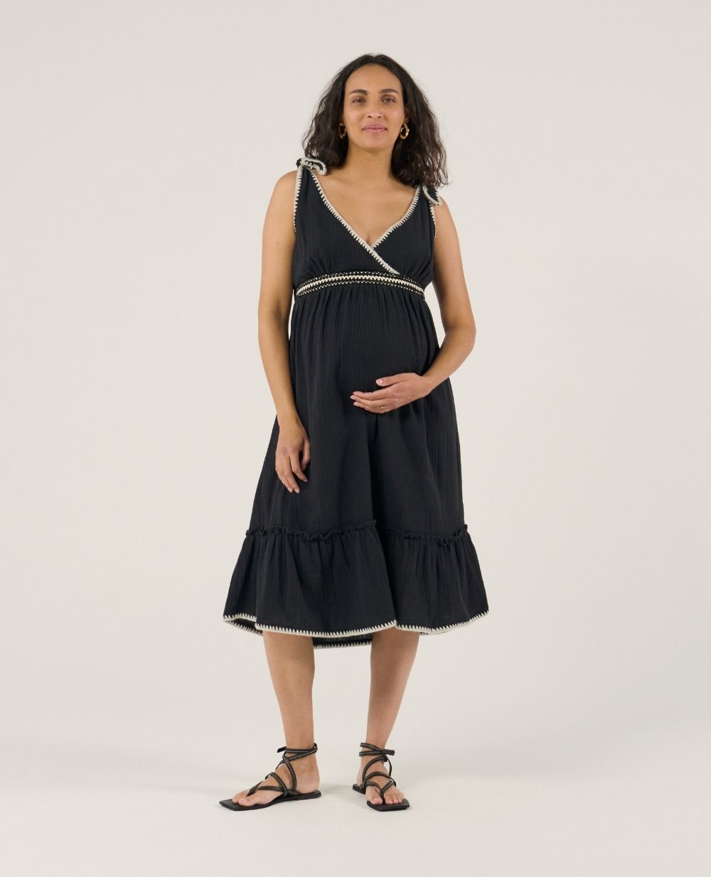 black midi dress maternity Angel Maternity Haley Maternity Fitted Midi Dress in Black