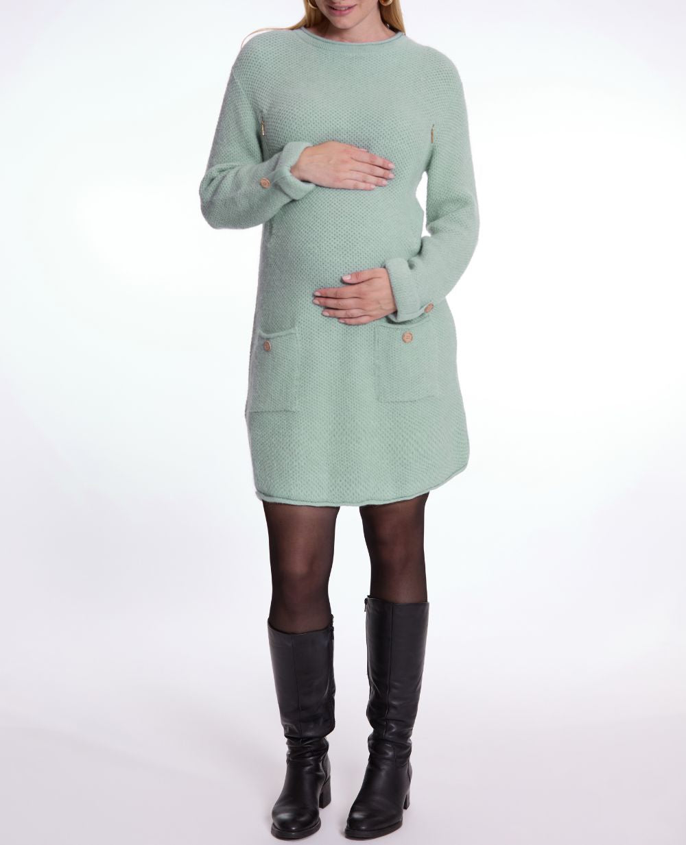 Pregnancy and nursing dress Honey sage | Cache Coeur Cache Cur US Pregnancy and nursing dress Honey sage | Cache Coeur Cache Cur US