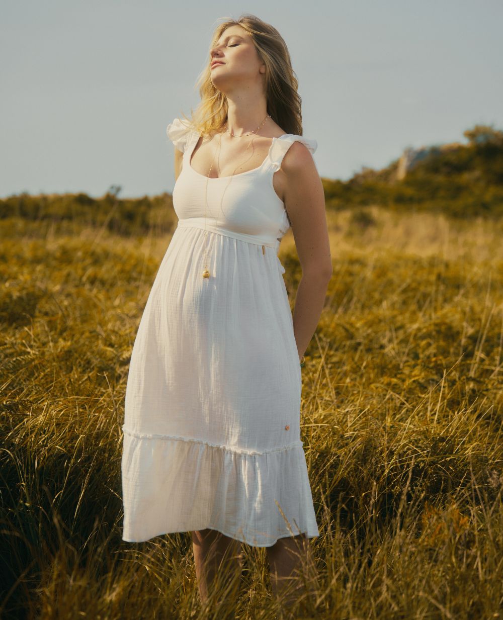 Maternity and Nursing Dress Melody White Maternity and Nursing Dress Melody White