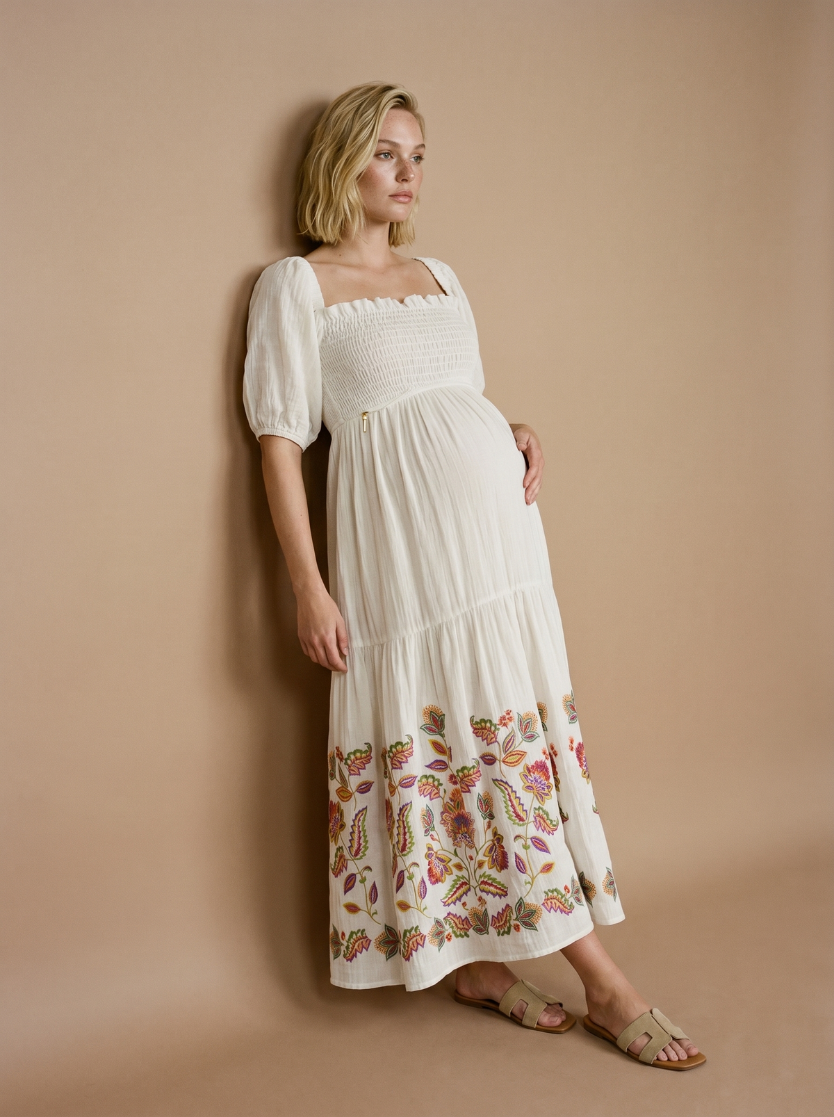 Mila nursing bohemian style smock long dress