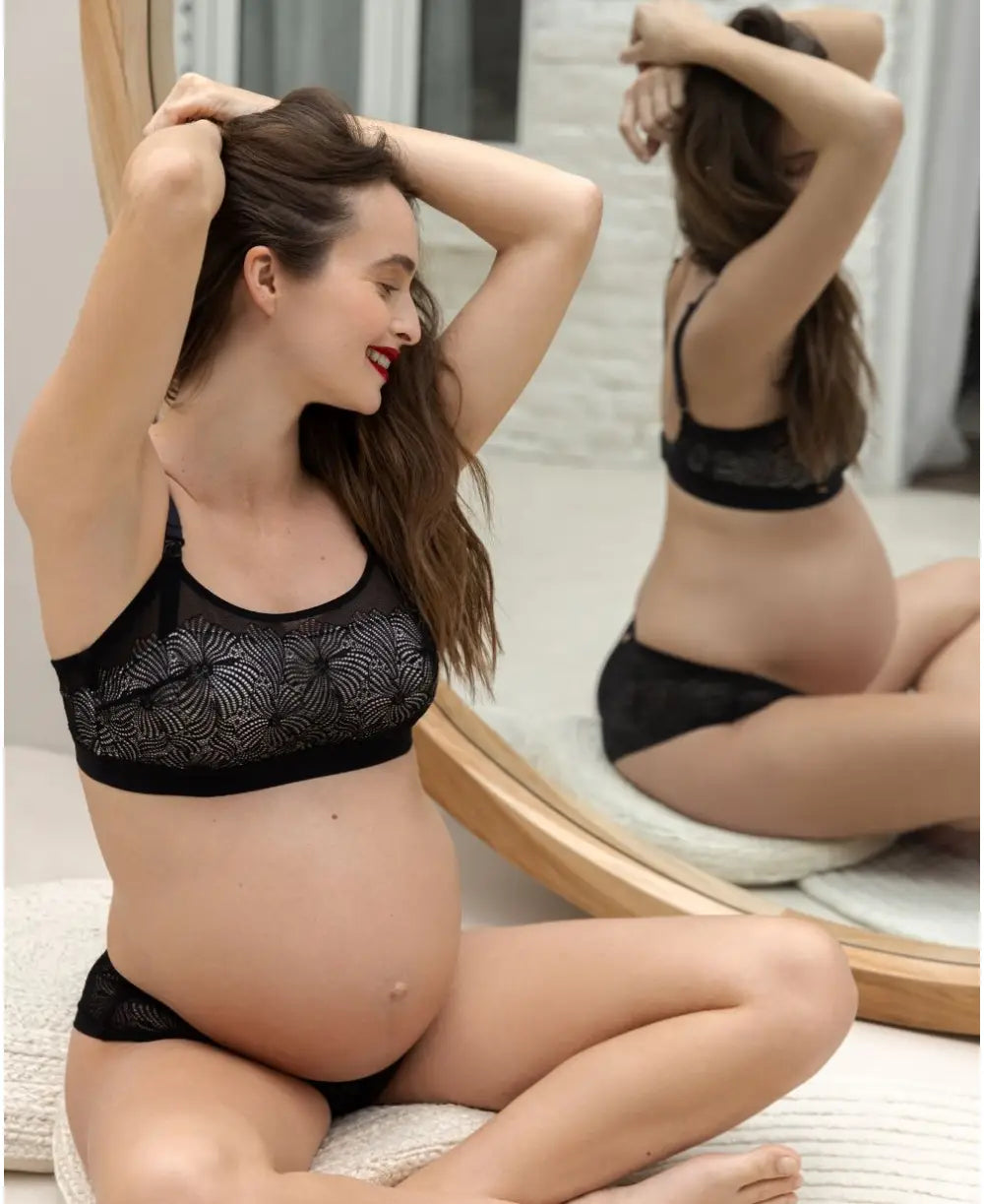 Underwired pregnancy and nursing bra Dahlia black