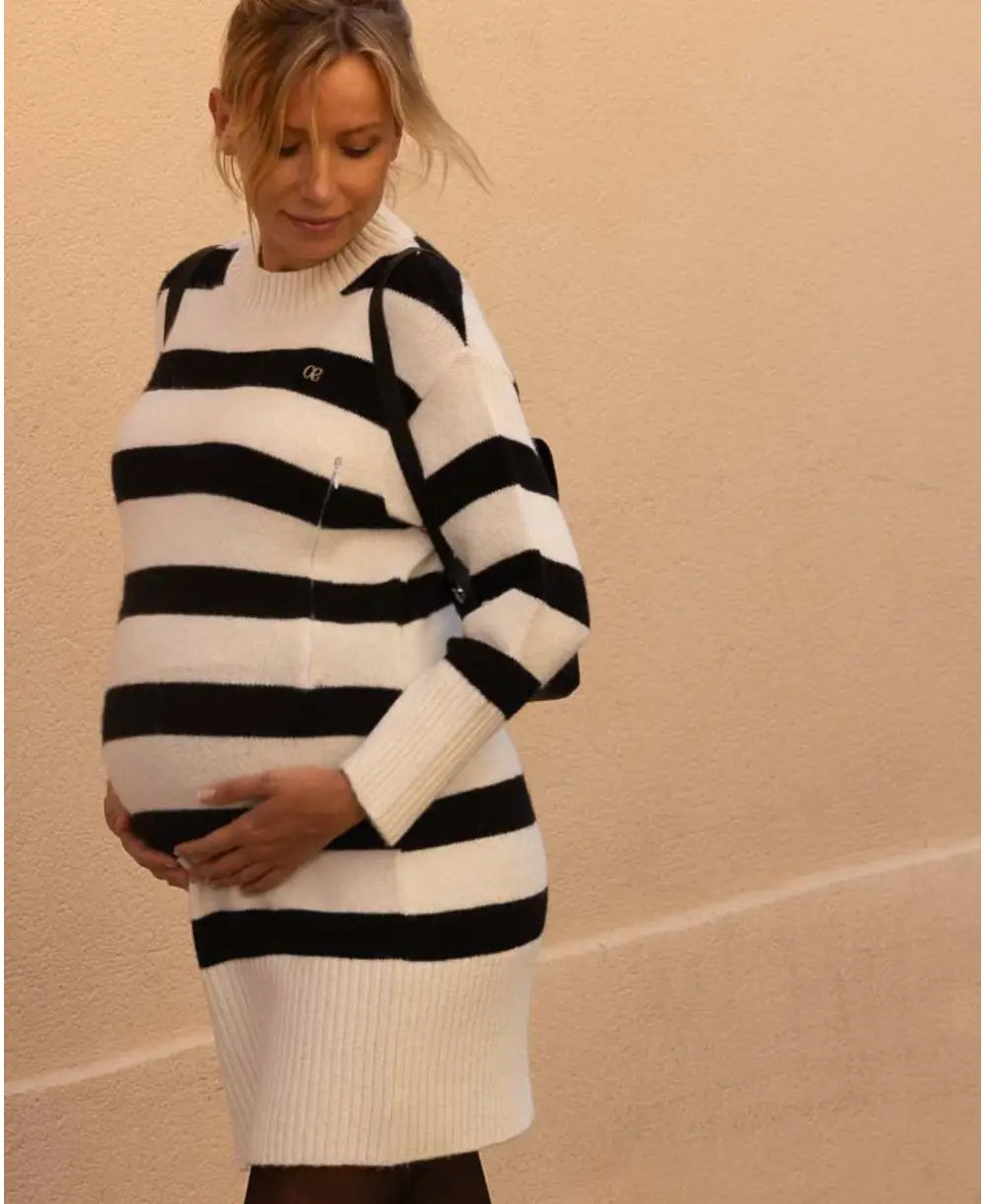 Louie Striped Knit Maternity Sweater Dress – MARION Maternity