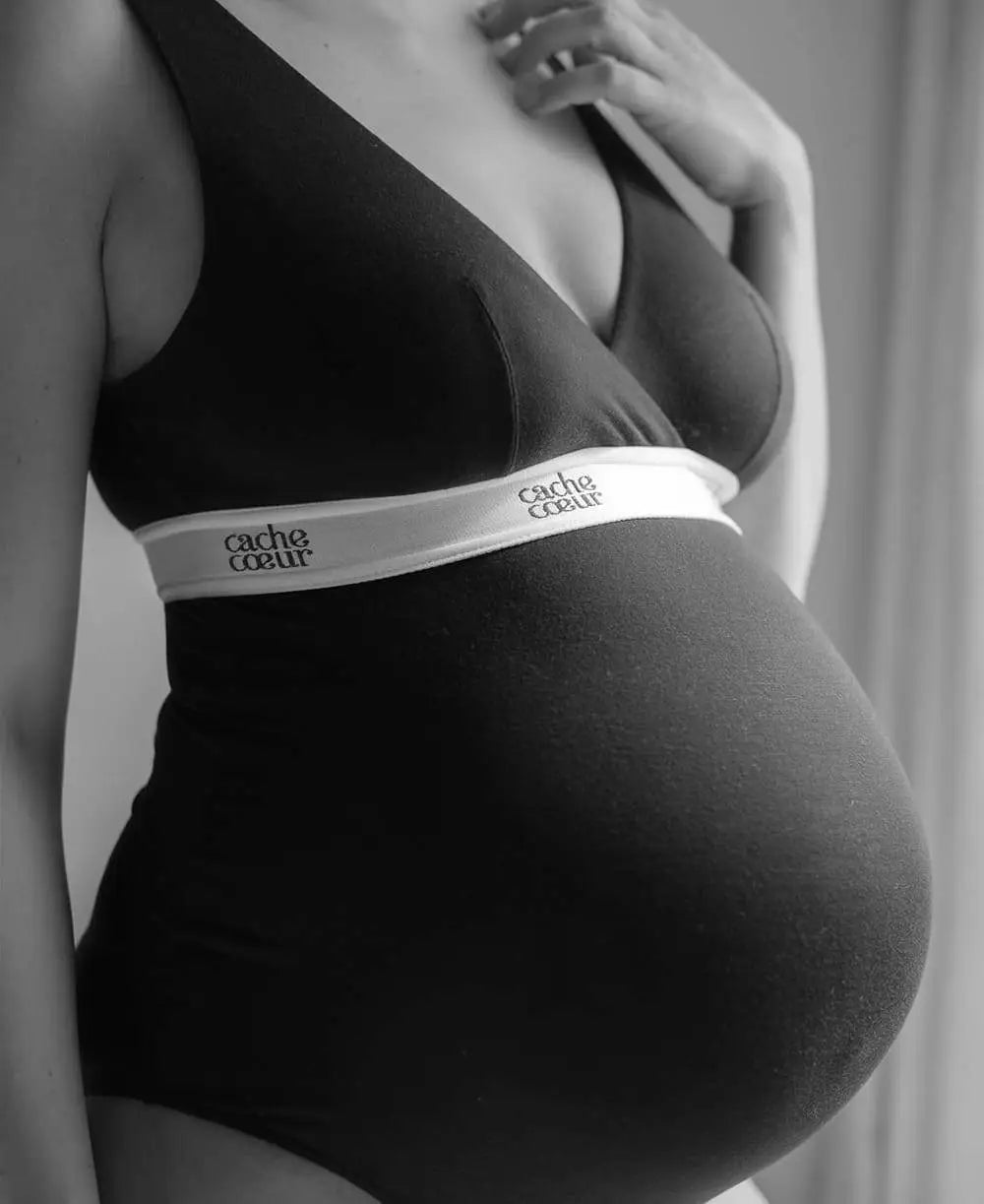 Maternity and nursing bodysuit Life black - tops