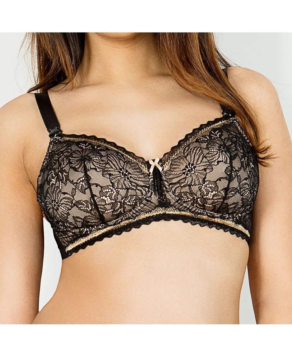 Maternity and Nursing bra with lace, black order online