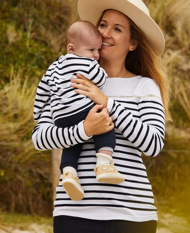 Maternity and nursing Crozon sailor shirt white navy - Top