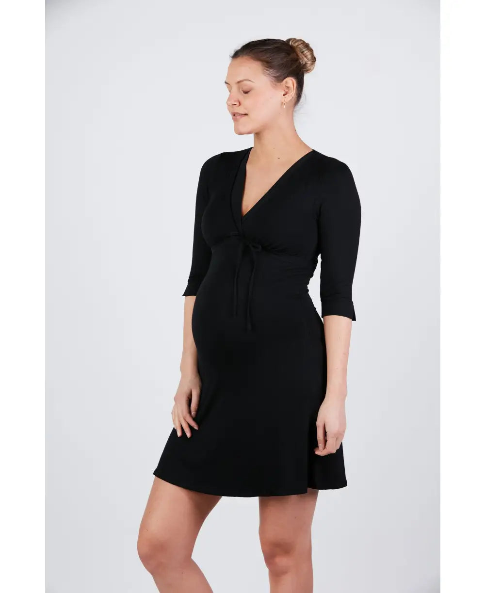 Maternity and nursing nightgown Milk Black - Cache Coeur M Maternity and nursing nightgown Milk Black - Cache Coeur M