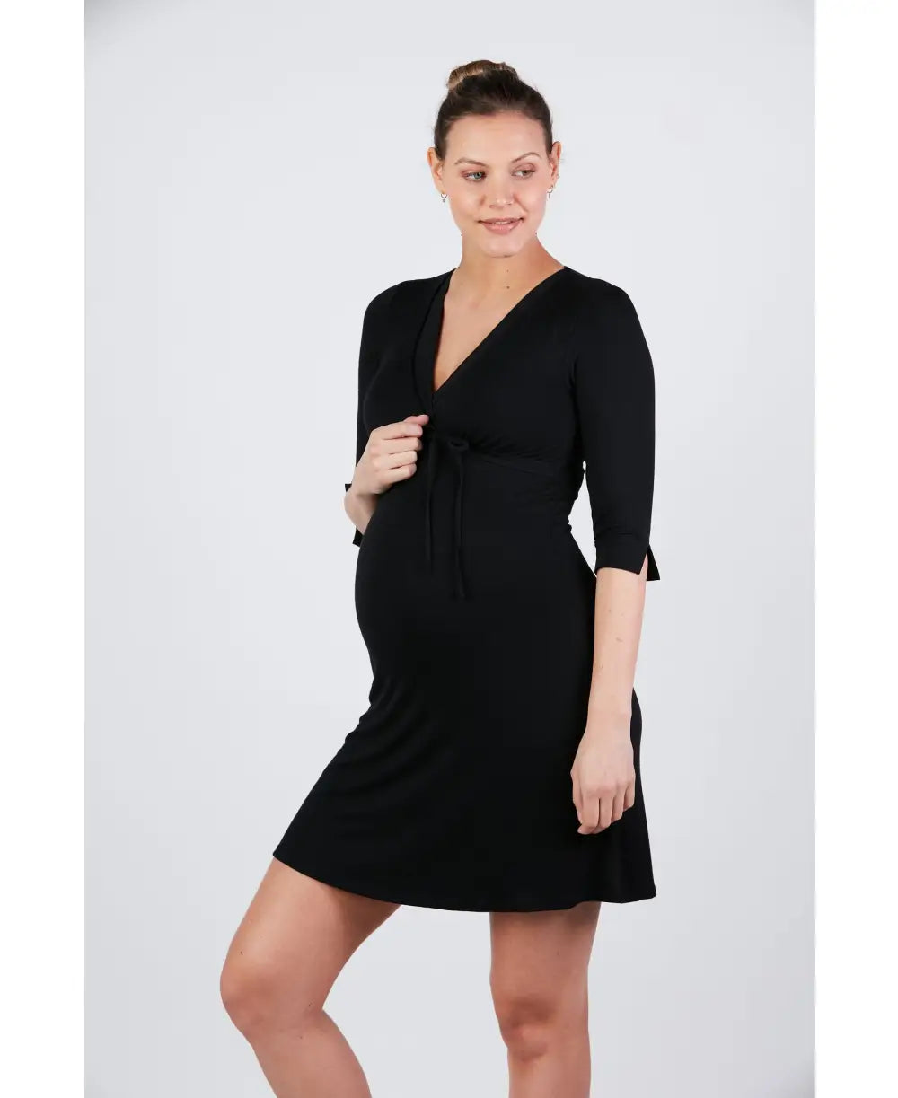 Maternity and nursing nightgown Milk black - Cache Coeur – Cache