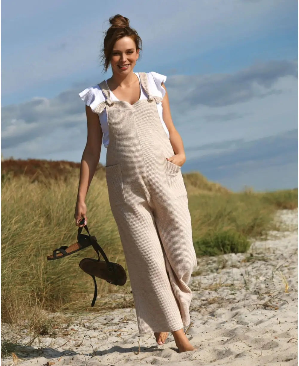 Brown Sleeveless Wide Leg Maternity Jumpsuit– PinkBlush