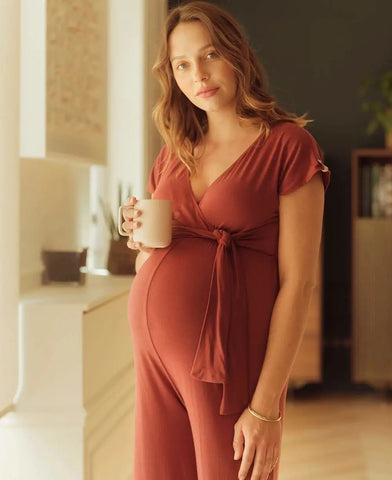 Maternity and nursing suit Origin terracotta - Pajamas