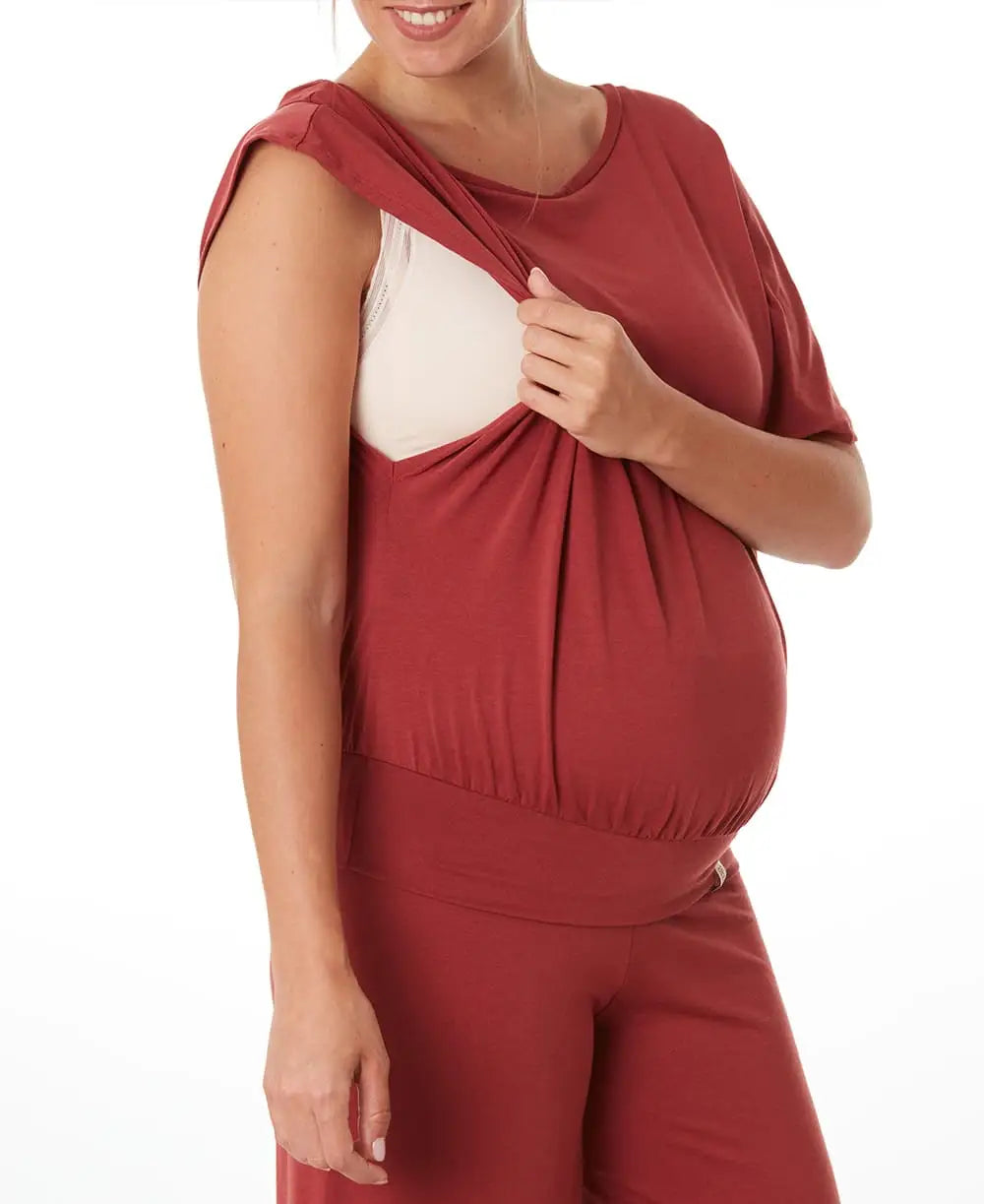 Maternity and nursing top Origin terracotta - Pajamas
