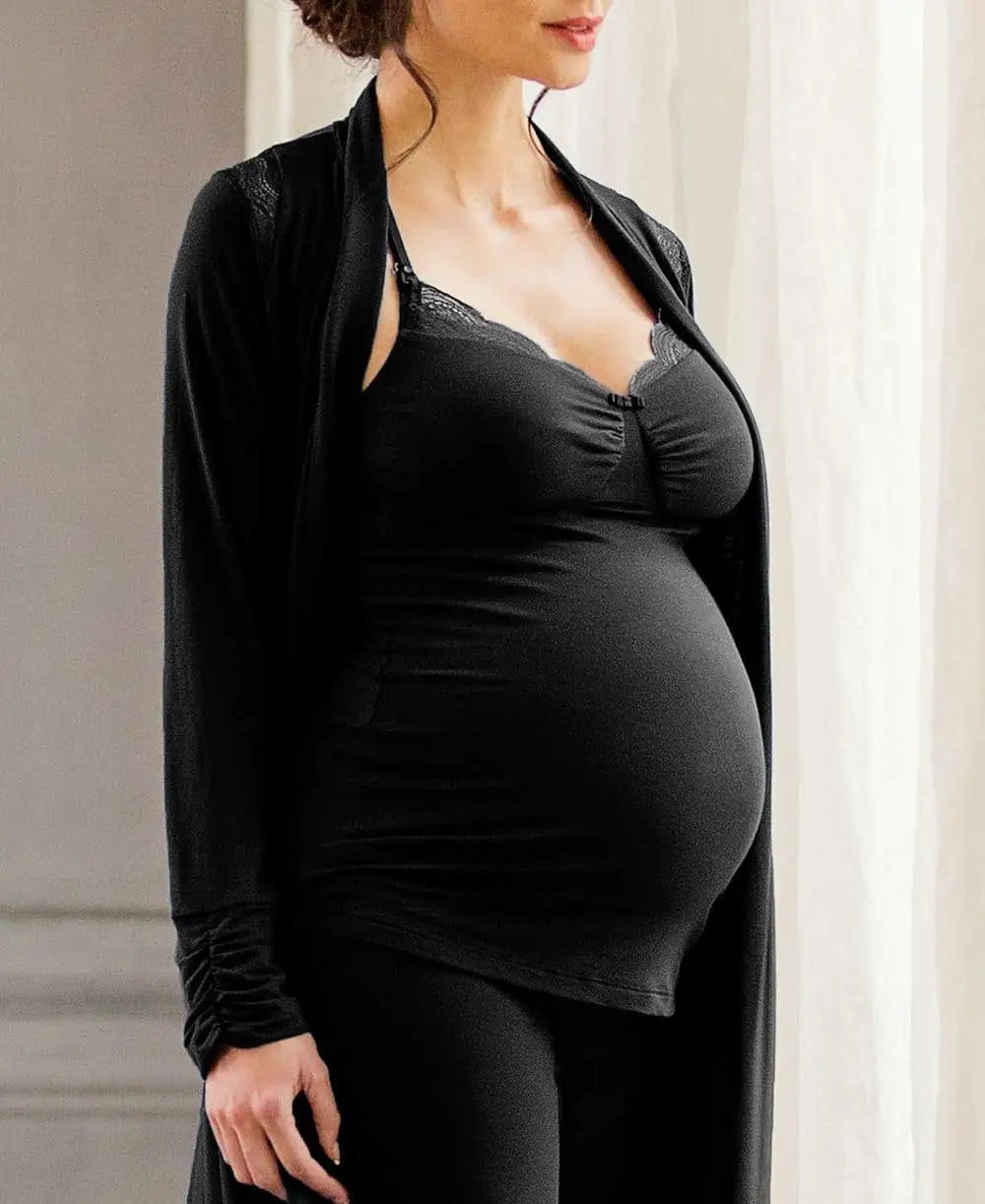 Maternity negligee Serenity black - Cache Coeur – Cache Cœur US