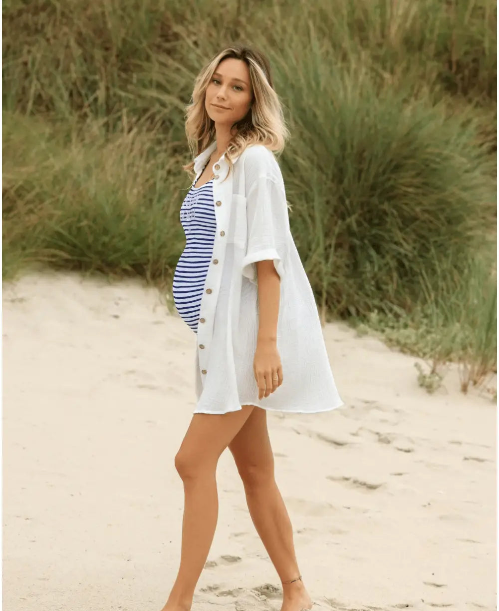 Ocean Beach pregnancy swimsuit white/navy