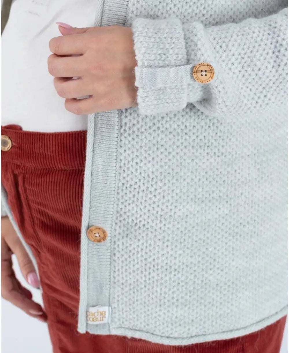 Pearl grey Abelha knitted pregnancy cardigan