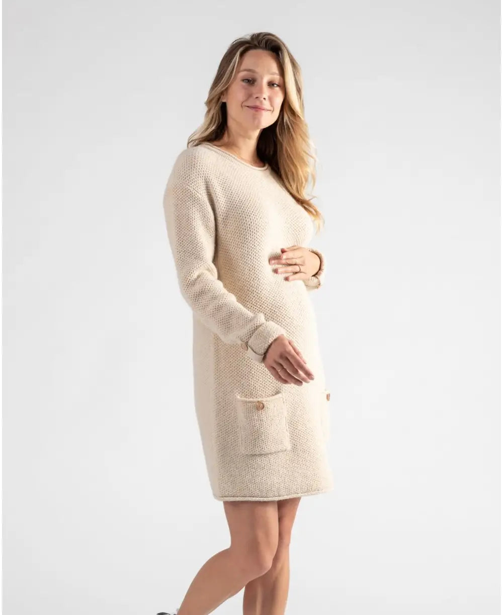 Pregnancy and nursing dress Honey beige - Robes