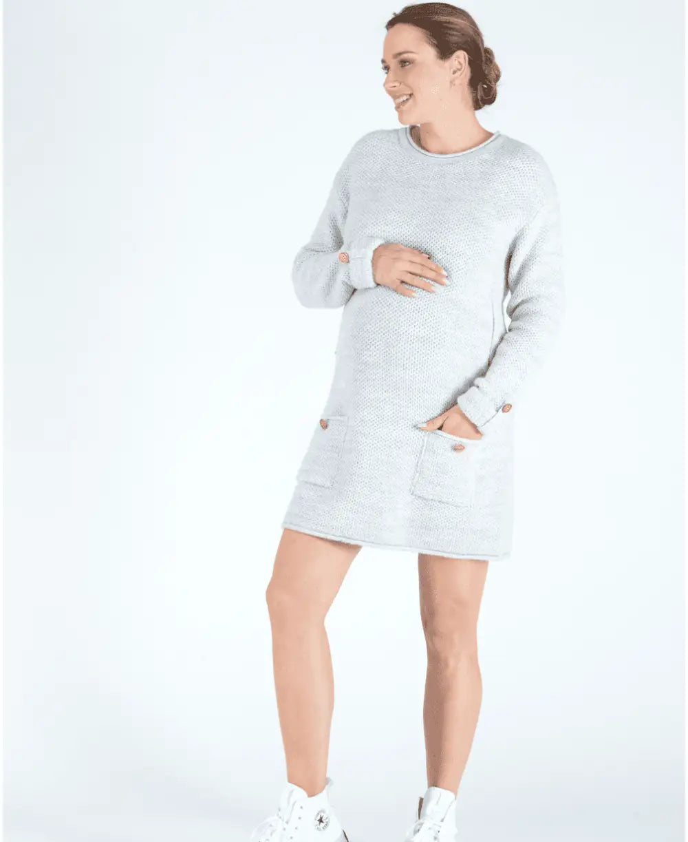 Pregnancy and nursing dress Honey pearl gray - Robes