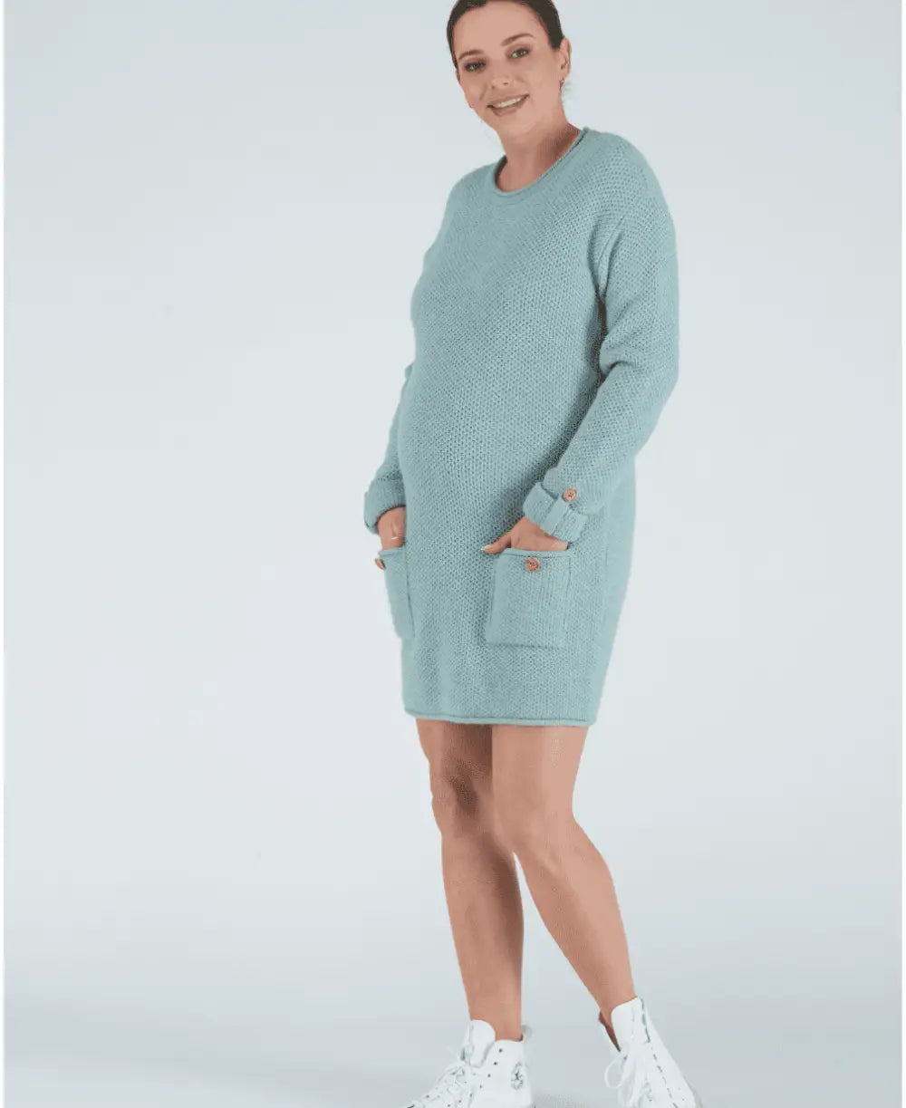 Pregnancy and nursing dress Honey sage - Robes