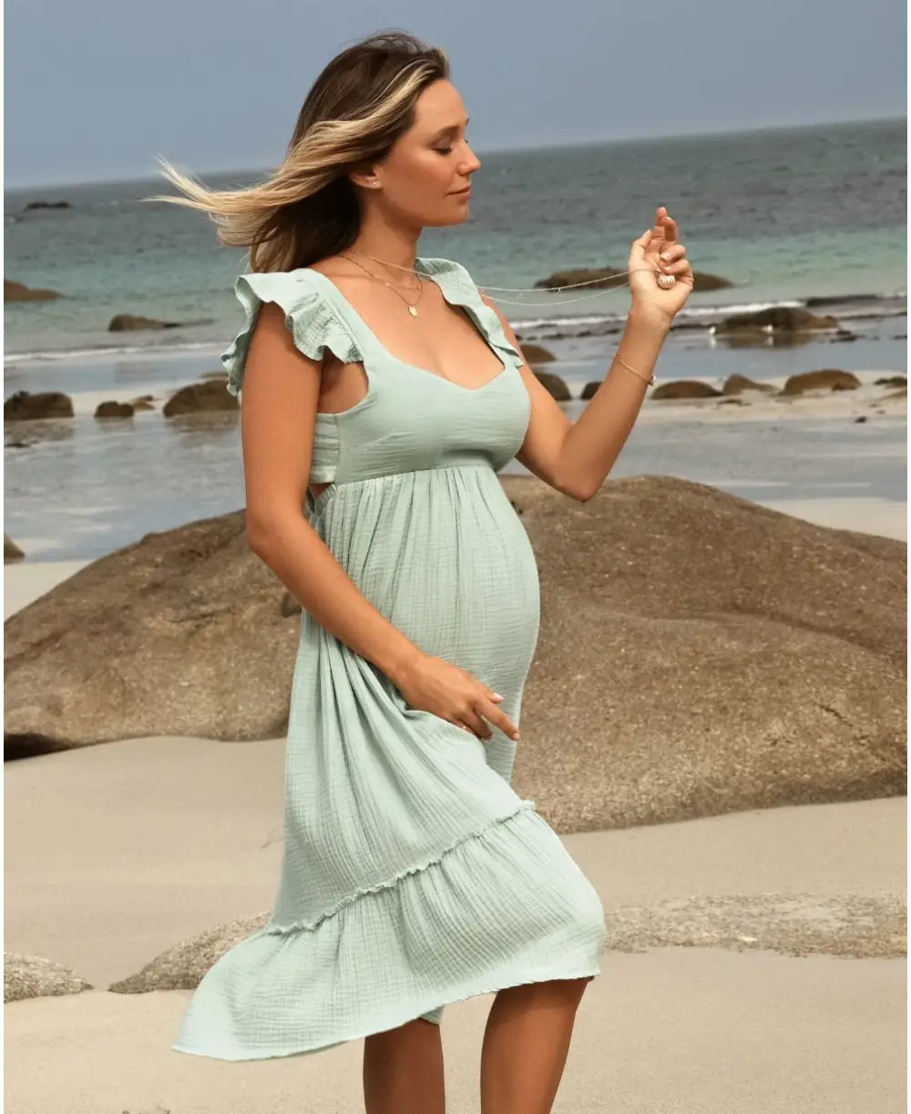 Maternity and nursing dress Melody sky blue