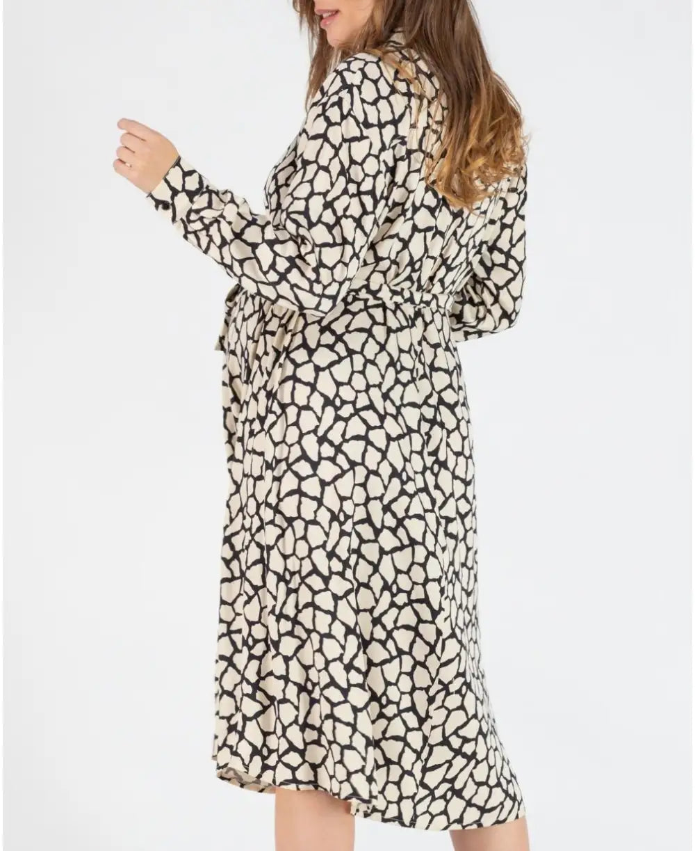 pregnancy shirt dress Long jacquard shirt dress for pregnancy and nursing clothes