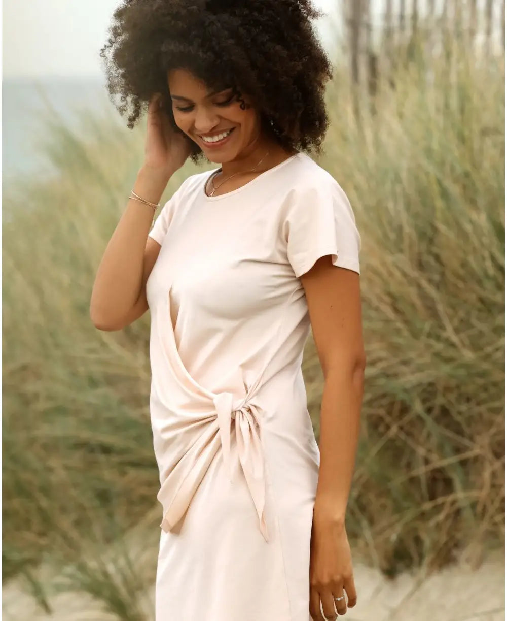 Short maternity and nursing dress Matelot powder pink | Cache Cur Cache Cur US Short maternity and nursing dress Matelot powder pink | Cache Cur Cache Cur US