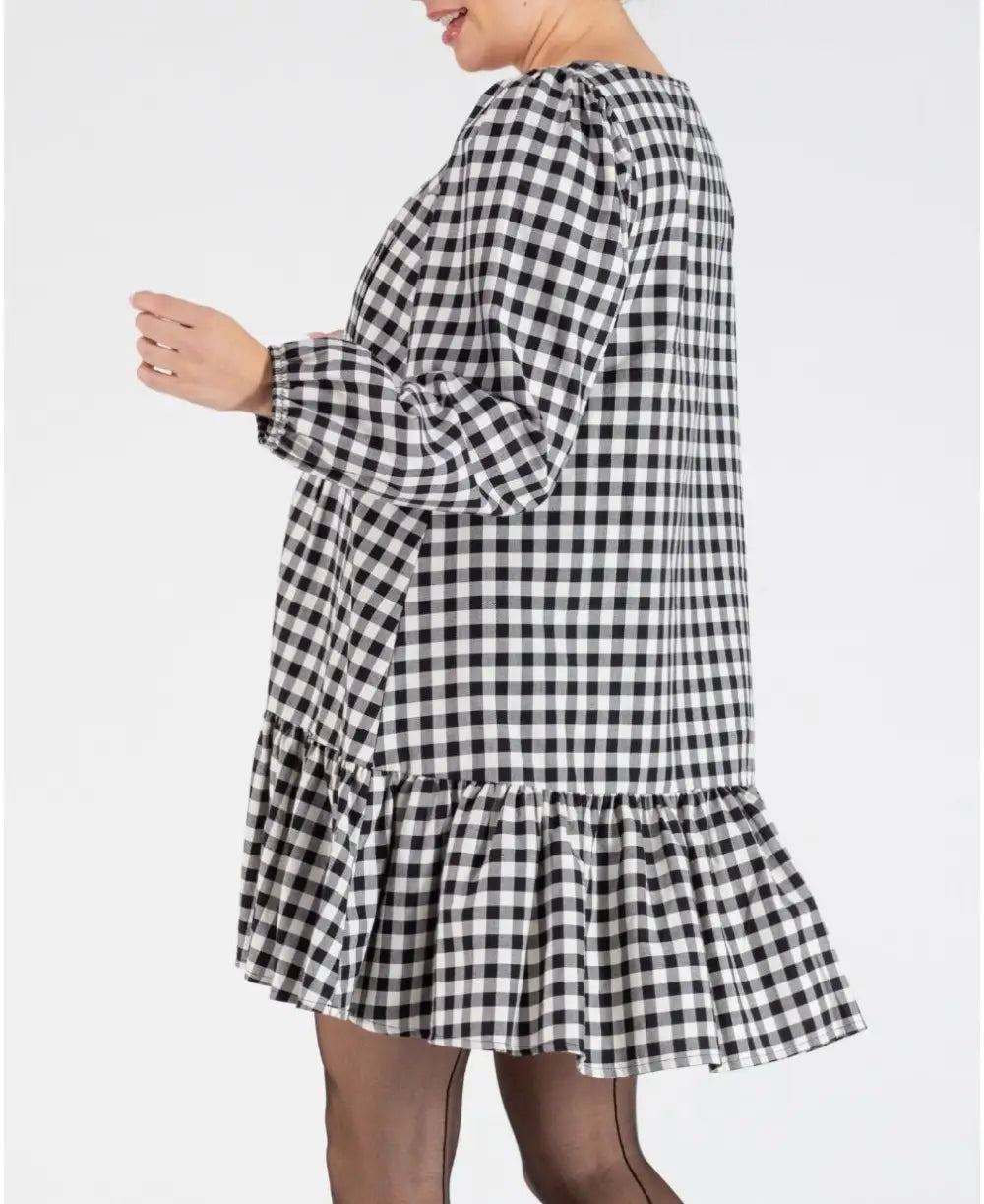 Short pregnancy and nursing dress Patti black and white – Cache Cœur US Short pregnancy and nursing dress Patti black and white – Cache Cœur US