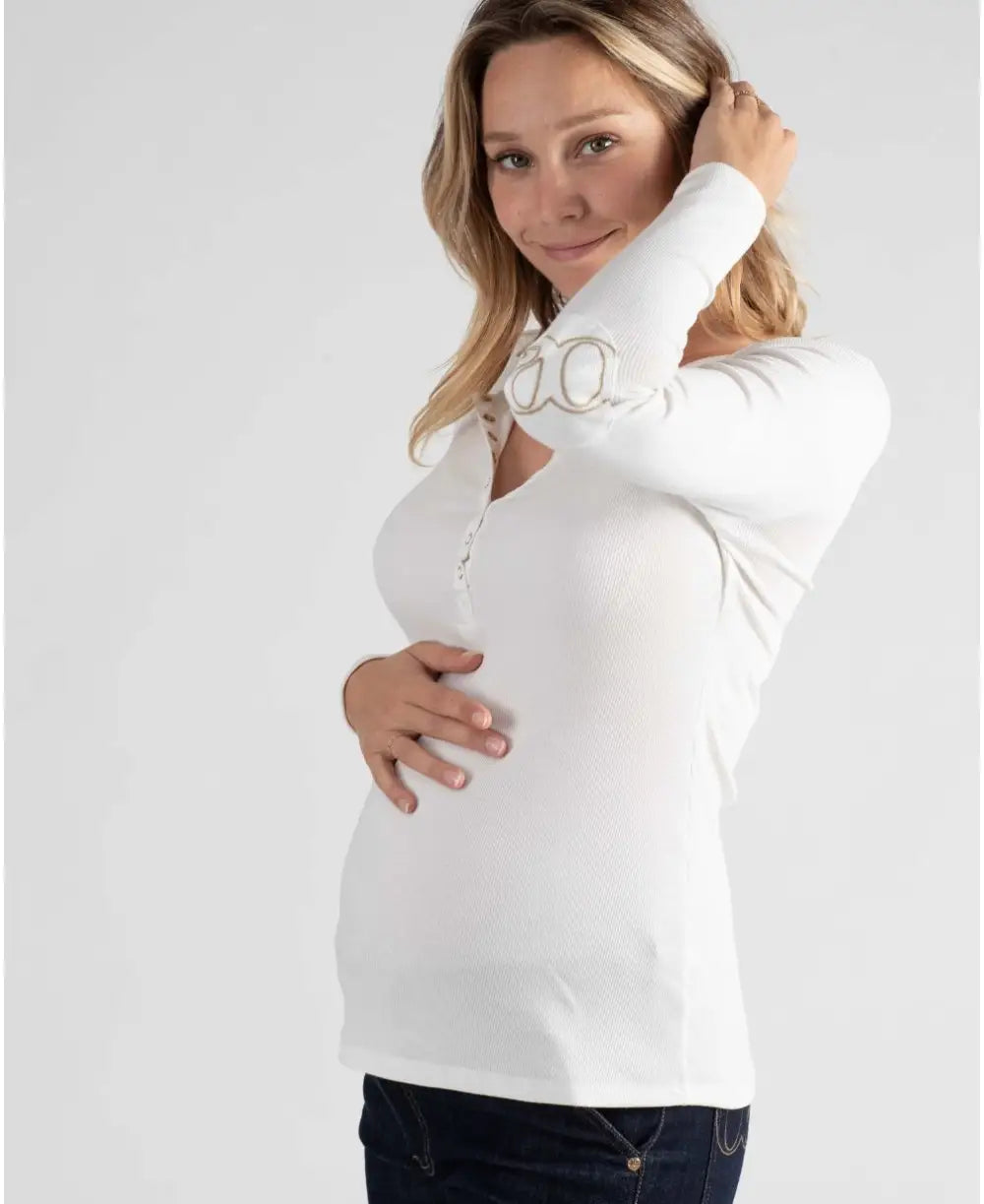 Tunisian long sleeve pregnancy and nursing top - T-shirt