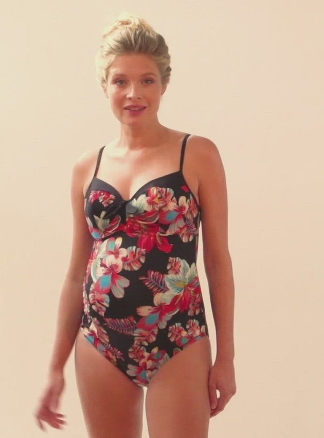 Ladies Women Plus Size Maternity Swimwear Floral Swimsuit