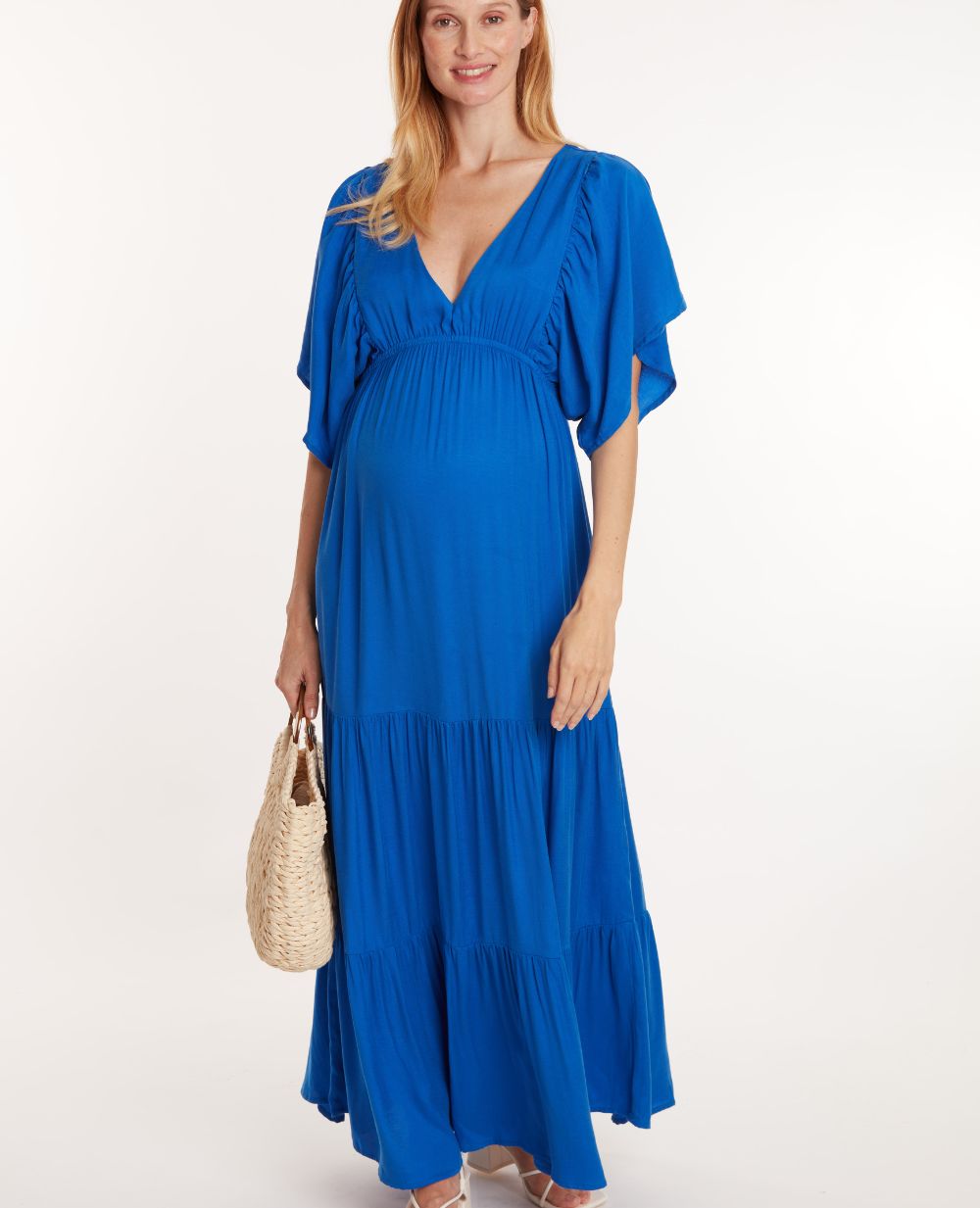 Maternity maxi dress Claudette Electric blue | Cache Cur M Maternity maxi dress Claudette Electric blue | Cache Cur M