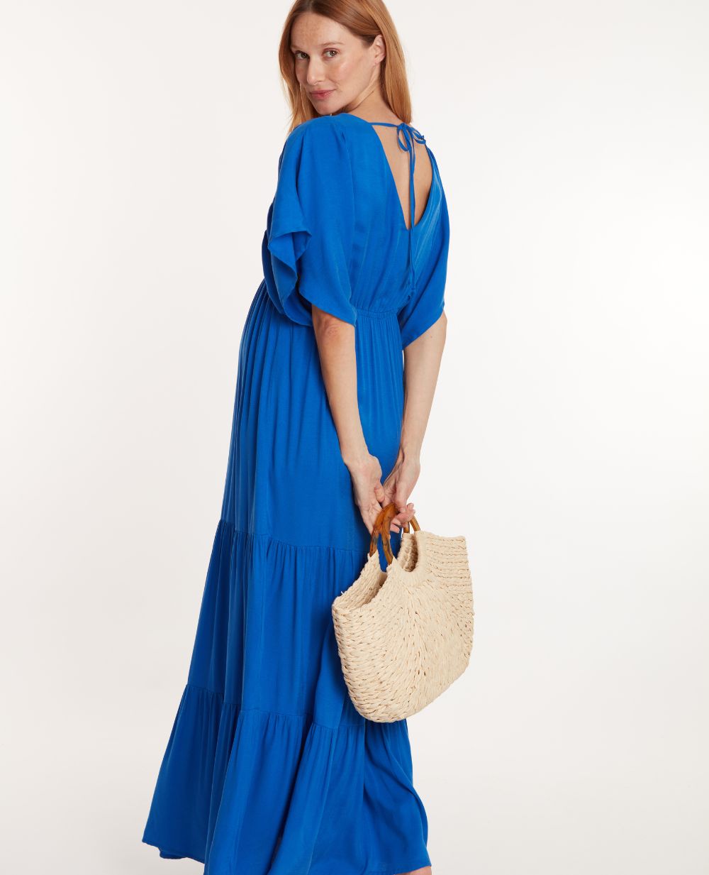 Maternity maxi dress Claudette Electric blue | Cache Cur M Maternity maxi dress Claudette Electric blue | Cache Cur M